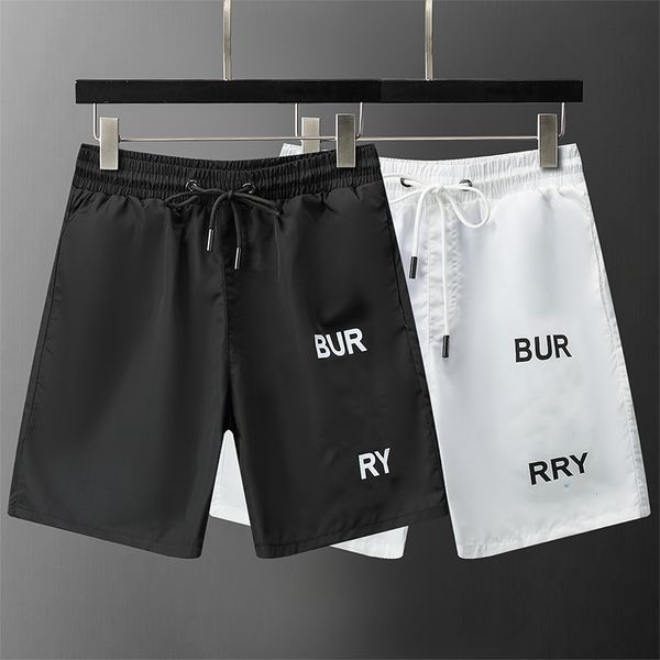 Short de bain pour hommes, maillot de bain en coton avec cordon de serrage, short de plage extensible en sergé avec poches, décontracté, maillot de bain pour hommes, séchage rapide, noir et blanc