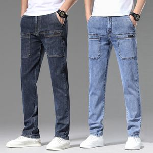 Jeans stretch de créateur pour hommes Nouveaux pantalons en denim décontractés à conception multi-poches pour jeunes