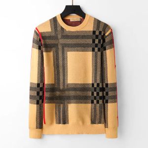 Pull pour hommes de concepteur noir et blanc jaune café tricot laine chaud classique plaid rayure marque vêtements mode décontracté à manches longues pull de luxe pour hommes