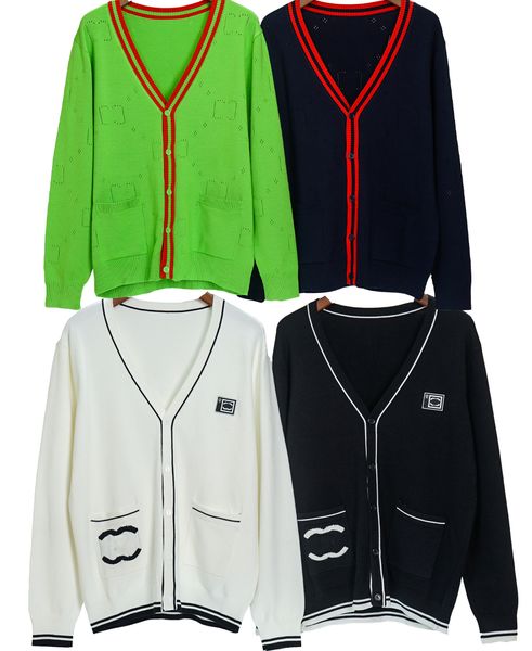 Diseñador suéter para hombres con cuello en V giros de masa frita de tejer suéter suéter de diseñador de diseñador bata de rayas sólidas para mujeres verde 777 R09R15