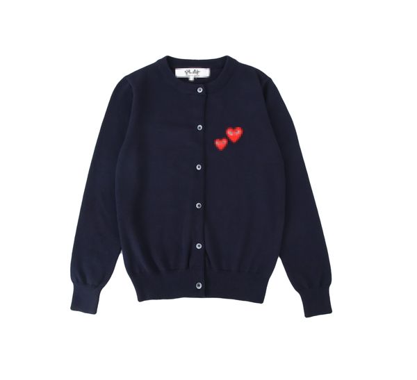 Sweaters para hombres de diseñador CDG Com Des Garcons Play Fomen's Red Hearts Button Botón de lana azul Cardigan Cardigan S M