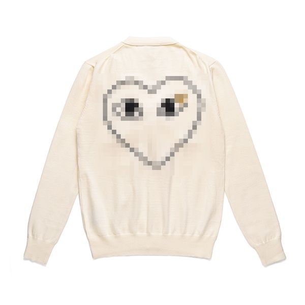 Suéteres de diseñador para hombre Play Com des Garçons CDG Cárdigan con botones y cuello en V Gran corazón Beige Lana Talla XL Nuevo