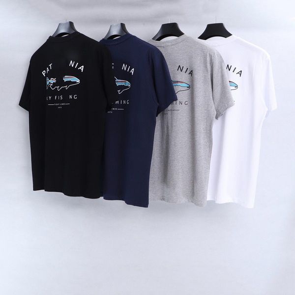 Designer Men's T-shirt Classic Ocean Shark Logo Summer plage décontracté coton rond Cou à manches courtes