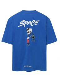 Camiseta para hombre de diseñador Industria pesada Impresión de letras azules Manga corta Verano Algodón puro Transpirable Casual Top Graffiti Anime Diversión