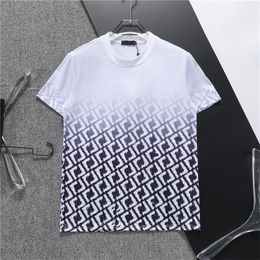 T-shirt pour hommes de haute qualité Nouveau classique imprimé Mode décontractée Luxe 100% coton de haute qualité Chemise respirante Chemise à manches de rue Grande taille M-3XL # 43