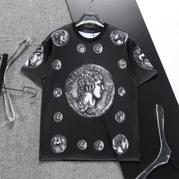 T-shirt pour hommes de haute qualité Nouveau classique imprimé Mode décontractée Luxe 100% coton de haute qualité Chemise respirante Chemise à manches de rue Grande taille M-3XL # 45