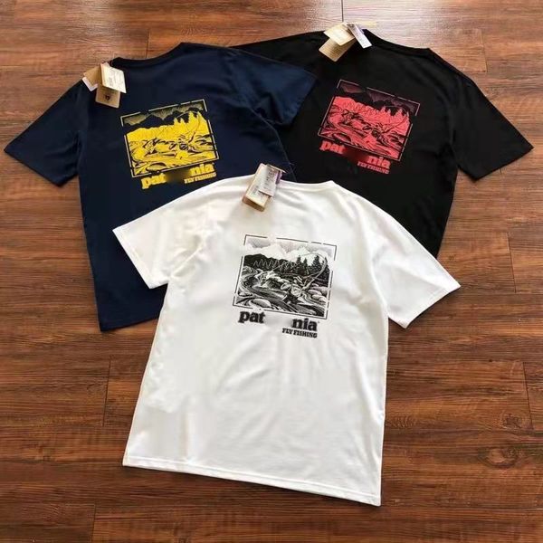 T-shirt pour hommes de créateur de pêche extérieure imprimé d'été pour hommes et femmes simples couches round couches t-shirts à manches courtes