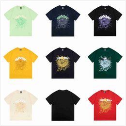 Designer masculino camiseta aranha 555 sp5der web pendurado estrela impressão puro algodão rua hip hop moda casual para homens e mulheres fne6 fne6