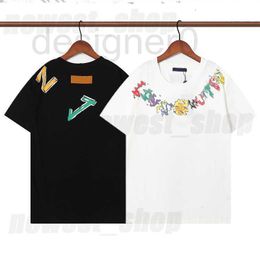 Designer mannen t-shirt t-shirt luxe klassieke brief regenboog kleur print t-shirts Tshirt Womens eenvoudige Casual katoen tee tops E47Q