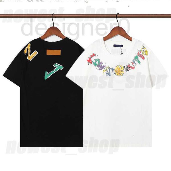 Designer Hommes T-shirt t-shirt de luxe classique lettre arc-en-ciel couleur impression t-shirts Tshirt Femmes simple Casual coton tee tops E47Q