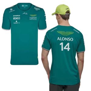 diseñador Camisetas de hombre Moda Aston Martin 2023 F1 Team Camisetas Piloto de carreras español Fernando Alonso 14 y STROLL 18 Polos de gran tamaño