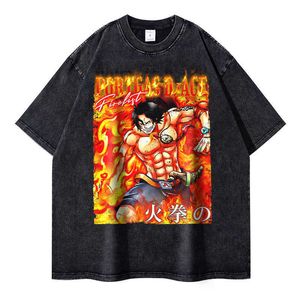 Designer Men's T-shirts singe D Luffy T-shirt streetwear vintage Anime lavé un morceau Tshirts Summer Harajuku à manches courtes surdimensionnées Haikyuu Tees Men 8601