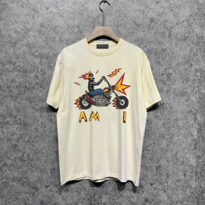 Designer heren t shirts motorfiets schedel afgedrukt los veelzijdig T-shirt met korte mouwen