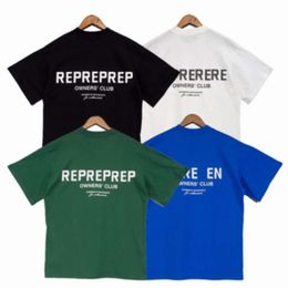 T-shirts pour hommes de créateurs Reprreesent Cotton Owner's Club Tee Marron Gris Vert Bleu Casual Manches Courtes Vêtements de mode surdimensionnés Eurocode Taille S-XL