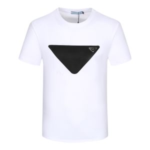 Designer T-shirts pour hommes noir et blanc triangle autocollants 100% coton respirant infroissable mode décontracté rue alphabet imprimé ras du cou Court 3XL