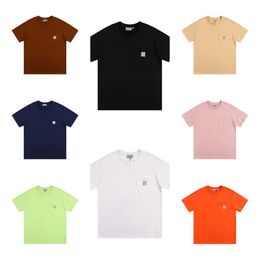 Camisetas para hombres de diseñador Carta superior Bordado de trabajo Fuerza de trabajo Fuerza de bolsillo de bolsillo corto K87 High Street Loose de gran tamaño Camiseta Camiseta para hombres Mujeres