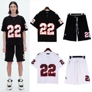 Designer heren trainingspakken digitale letterprint mode retro zomer heren losse jersey T-shirt shorts tweedelige set