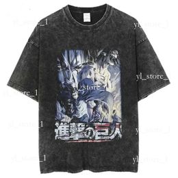 Diseñador de camisetas para hombres Ataque de anime en titán ácido camiseta gráfica camisetas de verano hip hop harajuku street tops de gran tamaño manga vintage camisetas para el hombre 5640