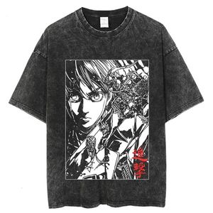 Designer Men's's Tshirts Attaque anime sur Titan Acid Wash T-shirt Graphic Tees Summer Hip Hop Harajuku Street Surdimension Tops Cotton Manga Vintage Tees For Man 5580