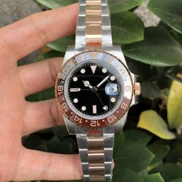 Designer Men's's Watch GMT circulaire cadran 40 mm Luminescent Sapphir Crystal Verre Pliage Boucle en acier inoxydable 904L