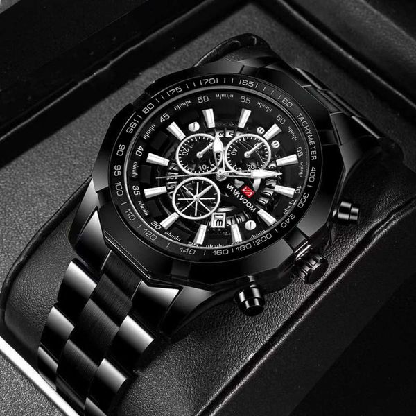 Designer Men's Watch Three Eyes Six Six Luminal Calendar Imperproof Quartz Steel Sold Watch