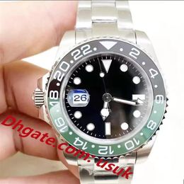 Relógios masculinos de designer mão esquerda 40mm gmt relógios de pulso mecânicos automáticos de cerâmica moldura de coque pulseira de aço inoxidável com fol2460