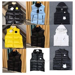 Designer Hommes Femmes Broderie Badge Géométrique Matelassé Co Marque Col Debout À Capuche Puffer Gilet Couple Extérieur Casual Veste Chaude