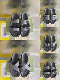 Designer Men Sandals Fashion Slideshow Straps Adjustable Gold buckle Summer slippers Summer Beach Vacation Outdoor double-letter printed flip-flops Flat slippers