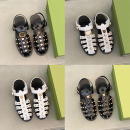 Diseñador Hombres Sandalias Zapatillas de goma Doble G Tigre Diapositivas planas Chanclas de cuero Negro Blanco Moda Verano Diapositivas con cordones Zapatos al aire libre con caja