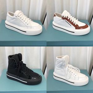 Designer Mannen Schoenen Macro Re-Nylon Geborsteld Leer High-top sneakers Vrouwen Platform Sneaker Doek Lage rubberen zool Casual Schoen Met Doos 287