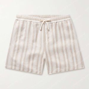 Diseñador Men Shorts Verano Summer Italiano Pantalones cortos Pantalones cortos Loro Lino Blanco Rayado Shorts Shorts Beach Wear Piana