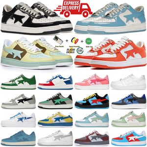 Designer Hommes Sk8 Sta Casual Chaussures Low pour hommes Baskets en cuir verni Noir Blanc Bleu Camouflage Skateboarding Jogging Sports Star Baape Formateurs