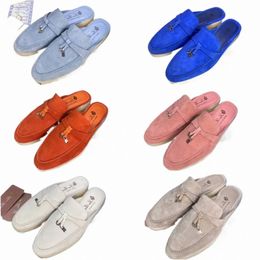 Designer Men Slipper Femmes Loro Loafer Casual Classic Classic Sandal Loafers Chaussures plates glissades pantoufles High Elastic Beef Tend Bottom Taille 35-46 T5HH # #