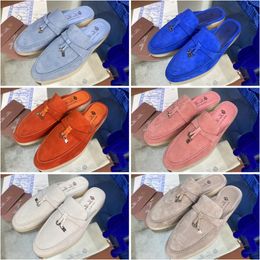 Designer Men Slipper Femmes Loro Loafer Casual Classic Classic Sandal Logs Chaussures plates glissades pantoufles High Elastic Beef Tendon Bottom Taille 35-46