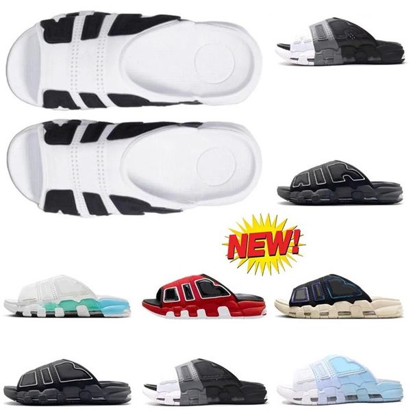 Diseñador Hombres Sllippers Uptempos Mujeres Sandalias Blanco Varsity Rojo Negro Sanddrift Iridiscente Pippen Verano Cómodo Playa Adulto Pareja Más Diapositivas Zapatos