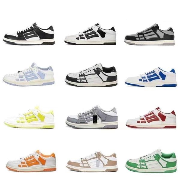 Zapatillas de deporte de diseñador para hombre Zapatillas para correr Top Low Skeleton Bone Runner Zapatillas de cuero Triple Blanco Lima Negro Gris Verde Púrpura Rosa Mujer Zapato deportivo