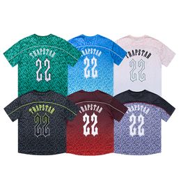 Camiseta Trapstar de verano para hombre y mujer, camiseta con bordado de toalla de arcoíris, decodificación, camisetas negras con cuello redondo, de diseñador