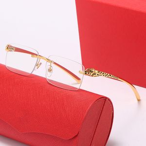 designer hommes lunettes de soleil carti lunettes marque de luxe tête de léopard pieds en métal or argent sans cadre 4 couleurs avec boîte lunettes pour femmes lunettes de soleil