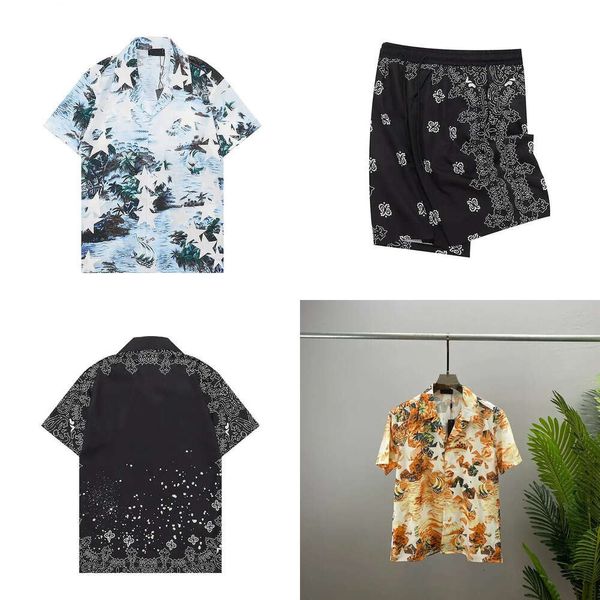 Designer Men t Bouton Bouton Up Us Breasted Print Mens Hawaii Floral Casual Shirts and Short Womens Loose Silk Shirt Tees Men Tshirt Sandy Beach Shorts S ees Shirt Sy