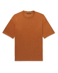 Designer Hommes T-shirt Loro Piana Hommes Brown Philion Cachemire Et Soie-mélange Jersey T-shirt Manches Courtes Tops D'été T-shirt