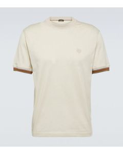 Designer Hommes T-shirt Loro Piana Hommes Blanc Coton Jersey T-shirt Manches Courtes Tops D'été T-shirt