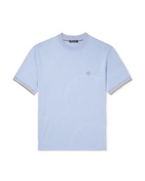 T-shirt manches courtes homme, en jersey de coton brodé avec Logo bleu Loro Piano, hauts d'été