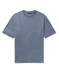 Camiseta de diseñador para hombre, camiseta de mezcla de cachemira y seda de Philion azul para hombre, camisetas de manga corta, camisetas de verano