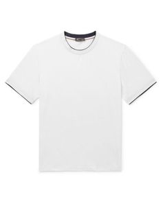 Le T-shirt Loro Piano pour hommes est détaillé avec des bordures contrastées le long du col manches courtes hauts t-shirts d'été
