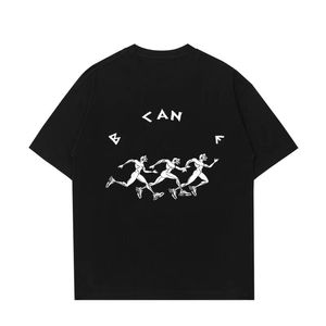 diseñador de la camiseta de los hombres camisas de lujo unisex estampado de letras patrón de ejecución Camiseta de algodón puro tamaño suelto camiseta deportiva versátil camiseta casual de las mujeres top negro