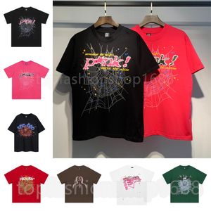 Designer Hommes T-shirt Rose Jeune Thug Sp5der 555555 Mans Femmes Qualité Mousse Impression Spider Web Modèle Tshirt Mode Y2K Top Tees