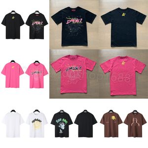 Designer Hommes T-shirt Rose Jeune Thug Sp5der 555555 Mans Femmes Qualité Mousse Impression Spider Web Modèle Tshirt Mode Y2K Top Tees