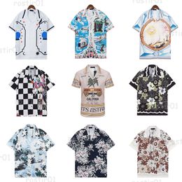 Designer Men T-shirt Set knop Up met één borsten afdrukken Heren Hawaii Floral Casual shirts en korte dames losse zijden shirt Tees Sandy Graphic Shirt