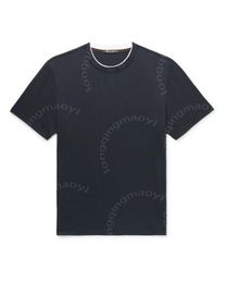 Loro Piano T-shirt en jersey de coton noir pour hommes avec bordures contrastées le long du col et des poignets