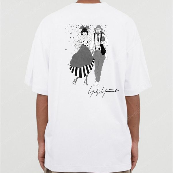 Designer Hommes T-shirt Femmes Tshirt Y3 Croquis Impression Mariage Signature Rue Lâche Manches Courtes Hip Hop Coton T-shirts D'été